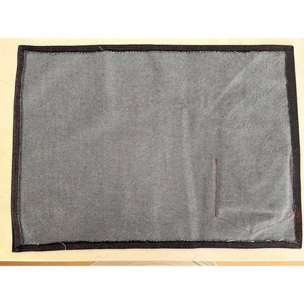 Set of 6 Denim Placemats with Red Bandana Pocket Napkin Indigo Blue Western